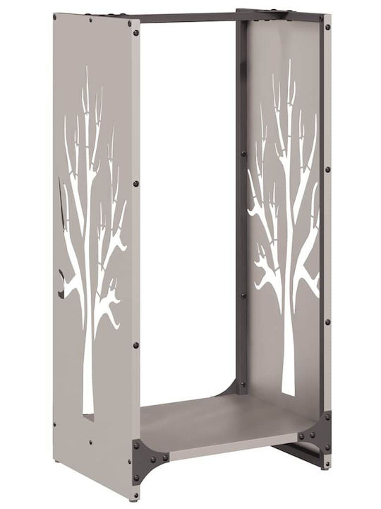 vidaXL Inox Shelf Wood Storage 40x30x80cm Silver
