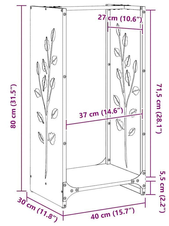 vidaXL Ξύλινο Ράφι Αποθήκευσης Ξύλων 40x30x80cm Γκρι