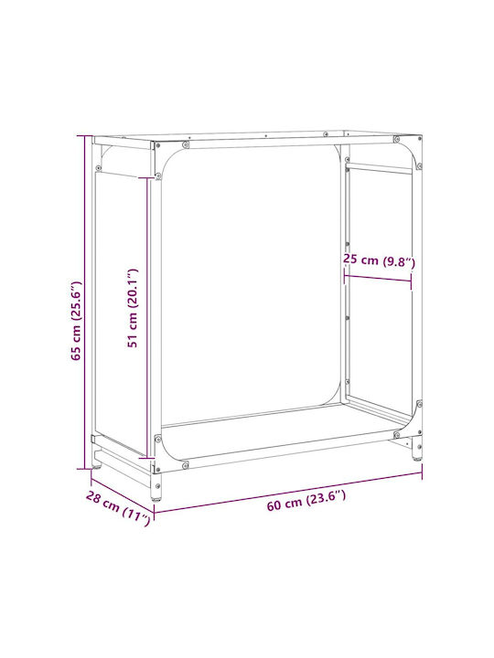 vidaXL Lemn Raft Depozitare lemne 60x28x65cm Negru