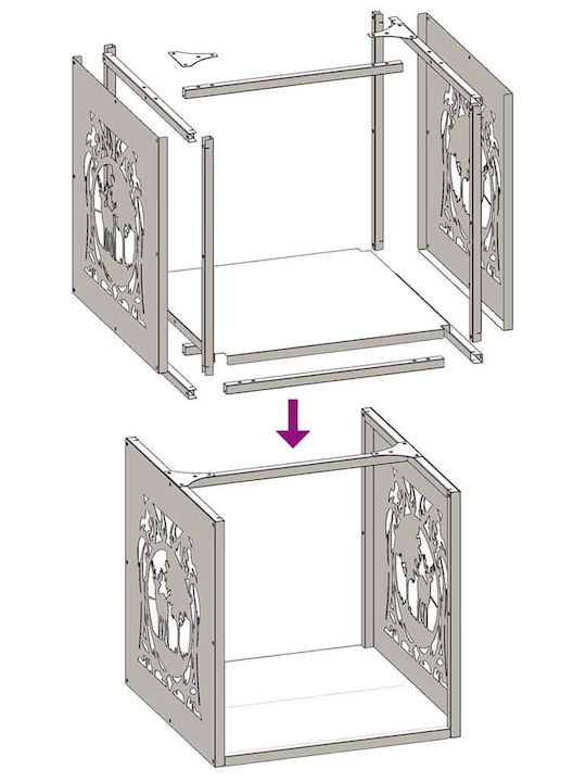 vidaXL Inox Ράφι Αποθήκευσης Ξύλων 40x40x40cm Ασημί