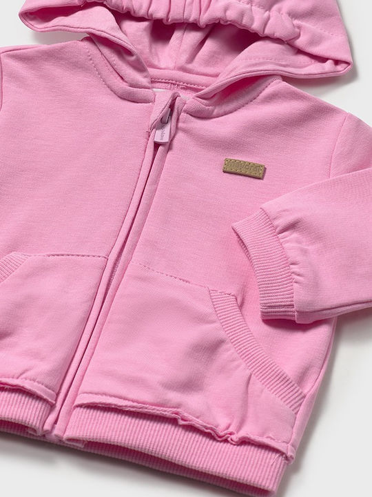 Kids Sweatshirt Cardigan Cotton with Hood Pink
