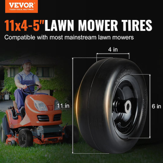 Ελαστικά Vevor Lan Mower Tires Rim 11x4-7" Tubeless Tractor Tires 2-pack Tire Wheel Assemby Flat-free Tire Pu 3 4" Centered Hub 3/4" Bushing Size 20 Pcs Adapters Riding Mowers Lawn Tractors