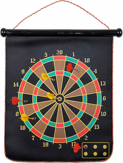 Tablă de Darts Magnetică cu 6 Săgeți Magnetice, Pliabilă, Față Verso, 41 X 48 Cm