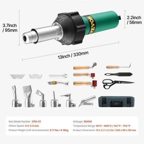 Aparat de sudură cu aer cald din plastic Vevor 1600W 17 accesorii