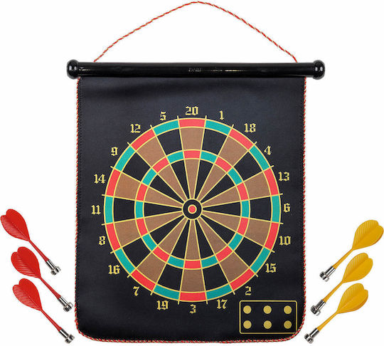 Tablă de Darts Magnetică cu 6 Săgeți Magnetice, Pliabilă, Față Verso, 41 X 48 Cm