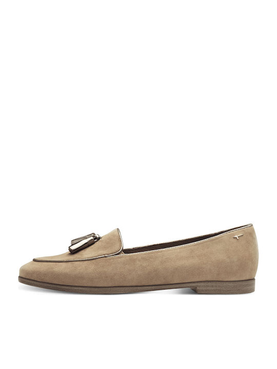 Δερμάτινα Γυναικεία Loafers σε Μπεζ Χρώμα