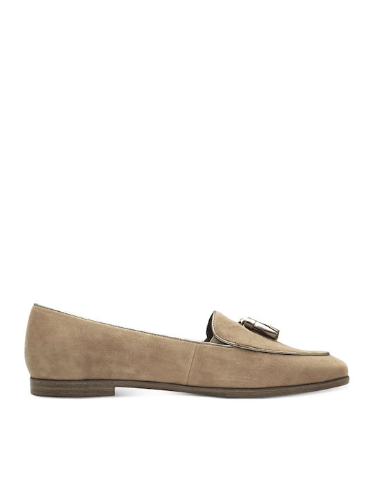 Δερμάτινα Γυναικεία Loafers σε Μπεζ Χρώμα