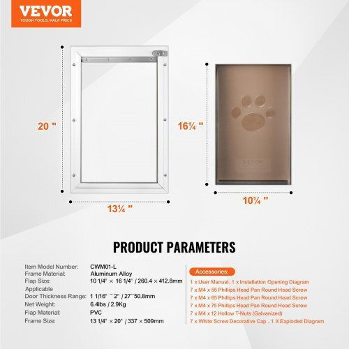 Vevor Μεταλλικό Πορτάκι Σκύλου 16.25x16.25x16.25εκ. Λευκό