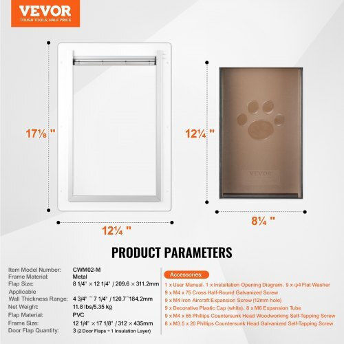 Vevor Πόρτα Σκύλου από Μέταλλο σε Λευκό Χρώμα 12.25 x 12.25 x 12.25εκ.
