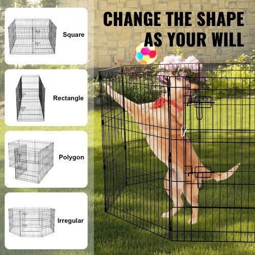 Vevor Foldable Park Dog & Cat Octagon made of Metal in Gray Color 76 x 76 x 76cm