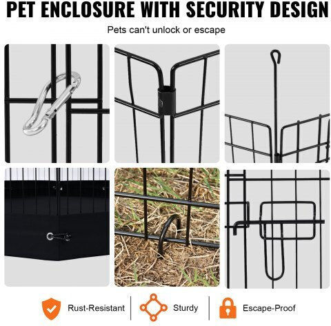 Vevor Foldable Park Dog & Cat Octagon made of Metal in Gray Color 76 x 76 x 76cm