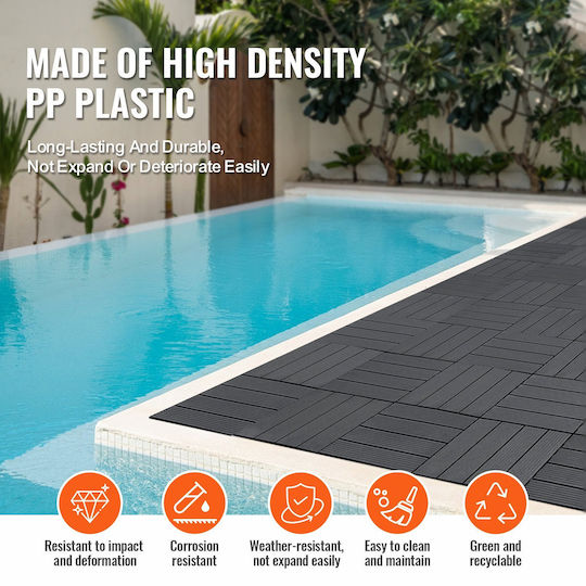 Vevor Interlocking Deck Tiles 54 Pack 12"x12" Plastic Orch Dark Grey
