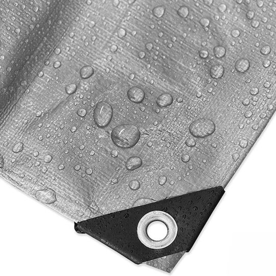 Waterproof Grey Tarpaulin 120gr Light Type with Metal Grommets 2x3m