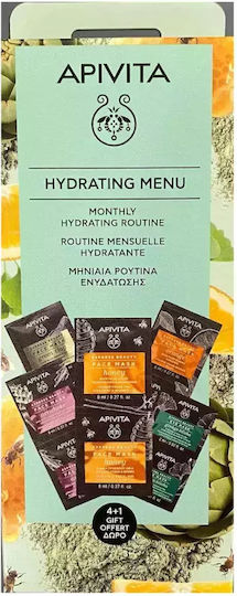 Apivita Hydrating Menu Skin Care Set for Facial Cleaning & Moisturizing 10pcs