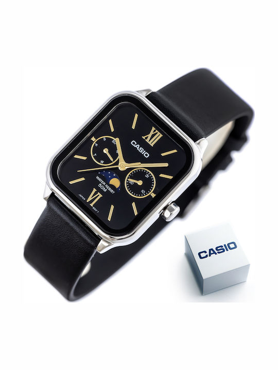 Casio Men's Watch 34mm Battery with Black Leather Strap