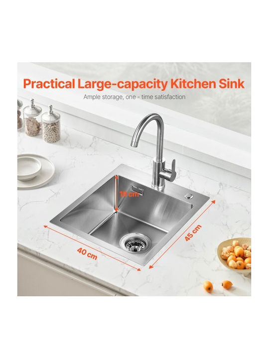 Vevor Drop-In Sink Inox W45xD40cm Silver