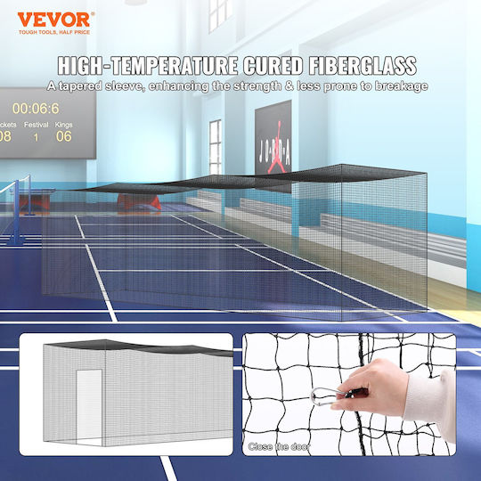 Vevor Baseball Net Professional Training Net Baseball Softball Practice Portable Batting Cage Net with Door & Heavy Duty Carrying Bag Closed PE Net 35 Ft Single Net
