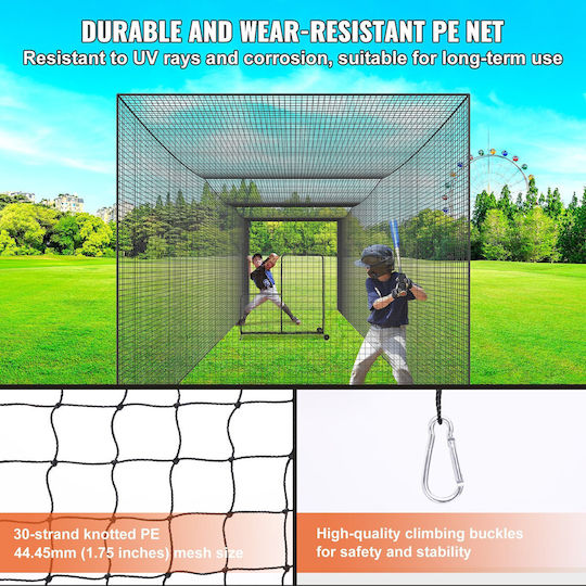 Vevor Baseball Net Professional Training Net Baseball Softball Practice Portable Batting Cage Net with Door & Heavy Duty Carrying Bag Closed PE Net 35 Ft Single Net