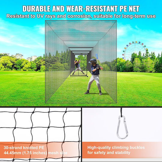 Vevor Baseball Nets Professional Baseball Softball Batting Training Net Practice Portable Pitching Cage Net with Door & Heavy Duty Carry Bag Enclosed Pe Net 70 Ft Single Net