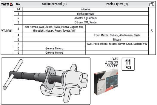 Yato Set Hand Separators Brake Calipers 11 Pcs Yt-0681