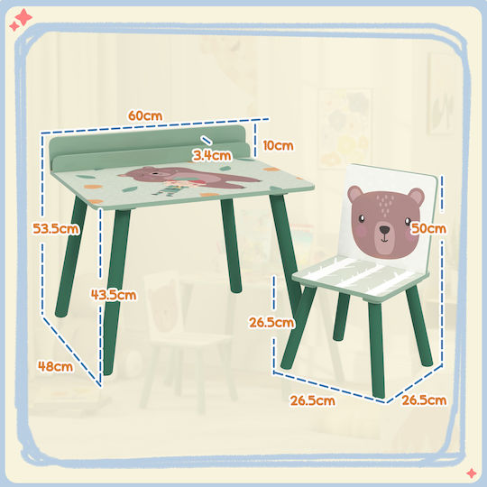 Kids Table and Chairs Set for Painting Green Aiyaplay