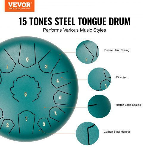 Vevor Steel Tongue Ethnic Drum GSGGSG12inchH3S3CV0 15 Notes 30.48cm