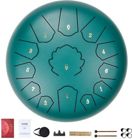 Vevor Steel Tongue Ethnic Drum GSGGSG12inchH3S3CV0 15 Notes 30.48cm