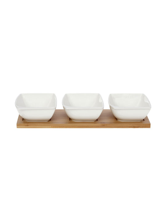 Cryspo Trio Set Christmas Appetizer Trays Porcelain White L31xW11.5cm. 3pcs