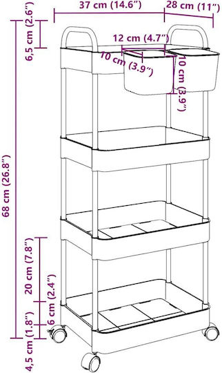 vidaXL Commercial Kitchen Food Cart for Dish Baskets H95xW37xD28cm
