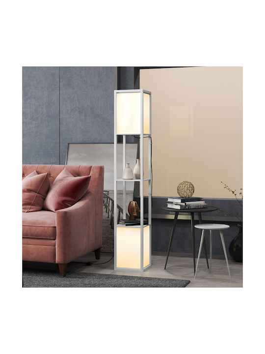 HomCom Floor Lamp H156xW26cm. with Socket for Bulb E27 White