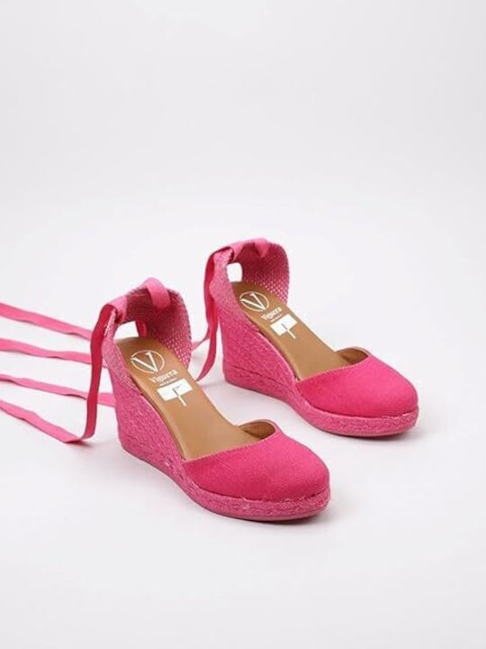 Viguera Women's Leather Platform Espadrilles Fuchsia