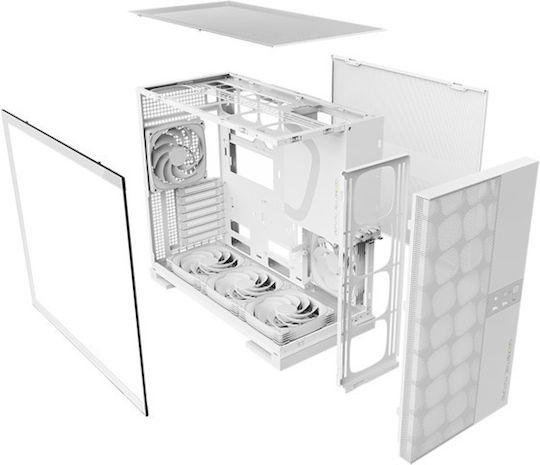 Geometric Future Model 5 Vent with fans Gaming Midi Tower Κουτί Υπολογιστή με Πλαϊνό Παράθυρο Λευκό