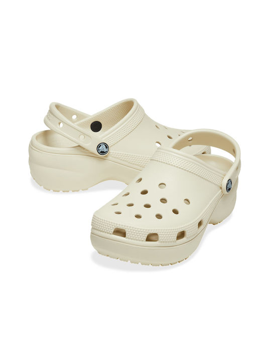 Crocs Classic Platform Clog Damen Clogs Beige