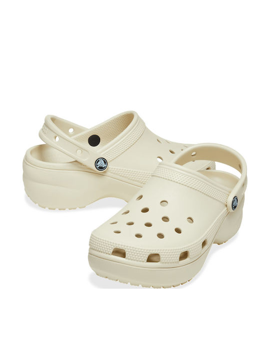 Crocs Classic Platform Clog Γυναικεία Σαμπό Μπεζ