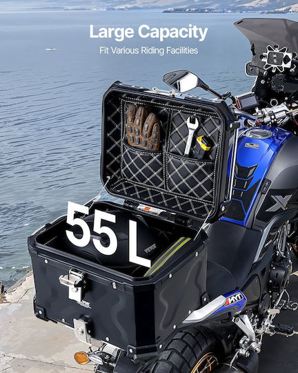 Vevor Motorrad-Topcase Aluminium 55lt Schwarze