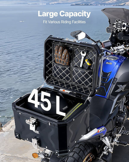 Vevor Motorrad-Topcase Aluminium 45lt Schwarze