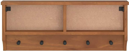vidaXL Κρεμάστρα Τοίχου Ξύλινη 5 Θέσεων Καφέ 87x35x12cm