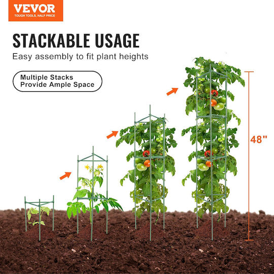 Vevor 6 Packs Κλουβιά Ντομάτας Κήπο 48" Κλουβί Στήριξης Φυτών Ντομάτας