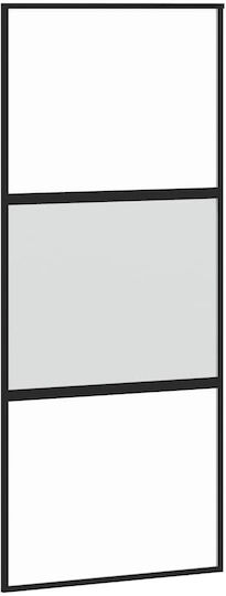 Vidaxl Schiebetürbeschlag-Set Schwarz 90x205 cm Sicherheitsglas Schwarz