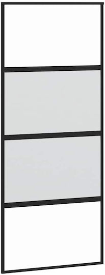 Vidaxl Συρόμενη Πόρτα Σετ Υλικού Μαύρο 90x205 Cm Γυαλί Μετριασμένο Μαύρο