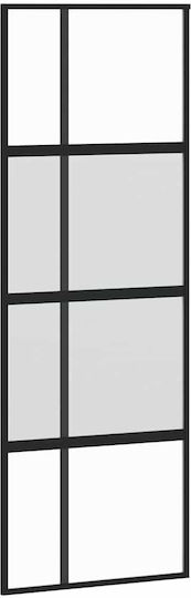 Set Feronerie Ușă Glisantă Vidaxl Negru 76x205 Cm Sticlă Călită Neagră