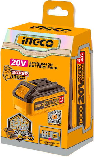 Ingco Батерия за Инструменти Литиеви 20V с Капацитет 4Ах