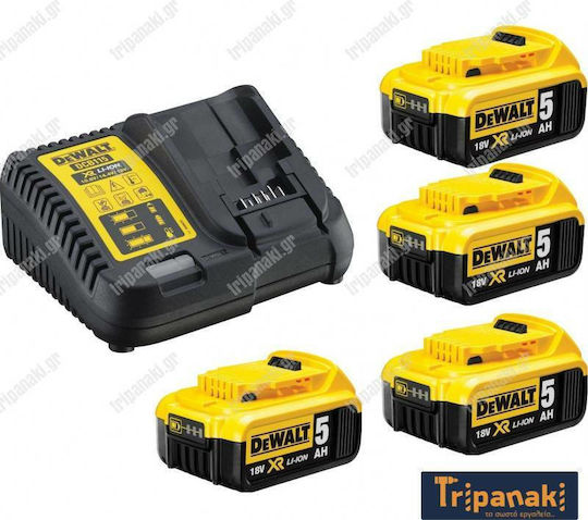 Dewalt Set 4 Tool Batteries 18V Capacity 5Ah with Charger