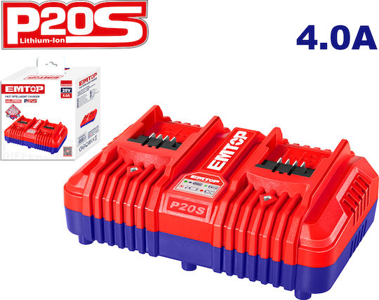 Emtop Ladegerät für Werkzeugbatterien 20V Lithium