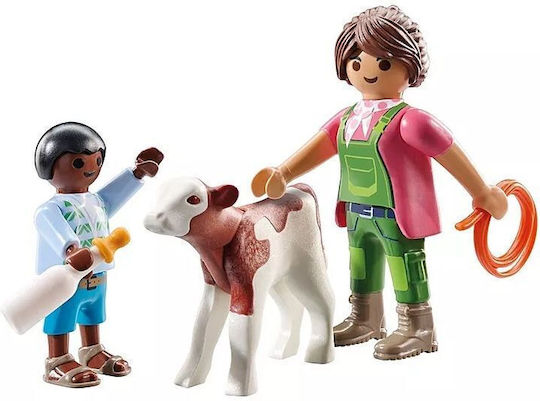 Playmobil Двойна опаковка Фермерка & Дете с Телец за 4-10 години