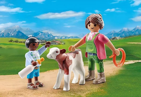 Playmobil Двойна опаковка Фермерка & Дете с Телец за 4-10 години