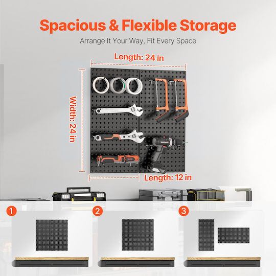 Vevor Metal Pegboard Panels 2 Pieces 24" X 12" Wall Organizer Garage Tool