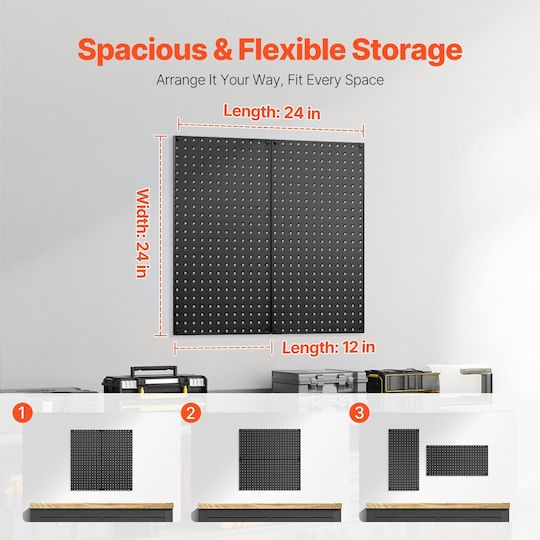 Vevor Metal Pegboard Panels 2 Pieces 24" X 12" Wall Organizer Garage Tool