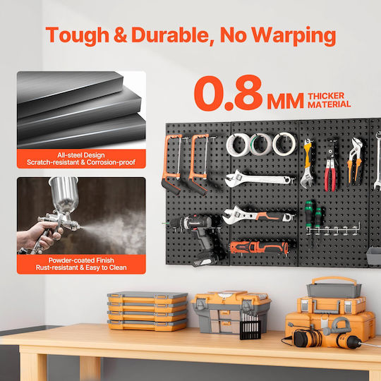 Vevor Metal Pegboard Panels 4 Panels 24" X 12" Wall Organizer Garage Tool
