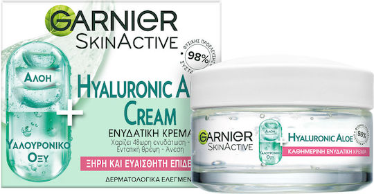 Garnier Hyaluronic Aloe Light 48ωρη Ενυδατική Κρέμα Προσώπου για Ξηρές/Ευαίσθητες Επιδερμίδες με Υαλουρονικό Οξύ & Aloe Vera 50ml